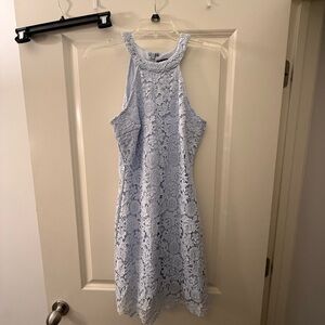 Lulu's Blue Lace Halter Mini Dress